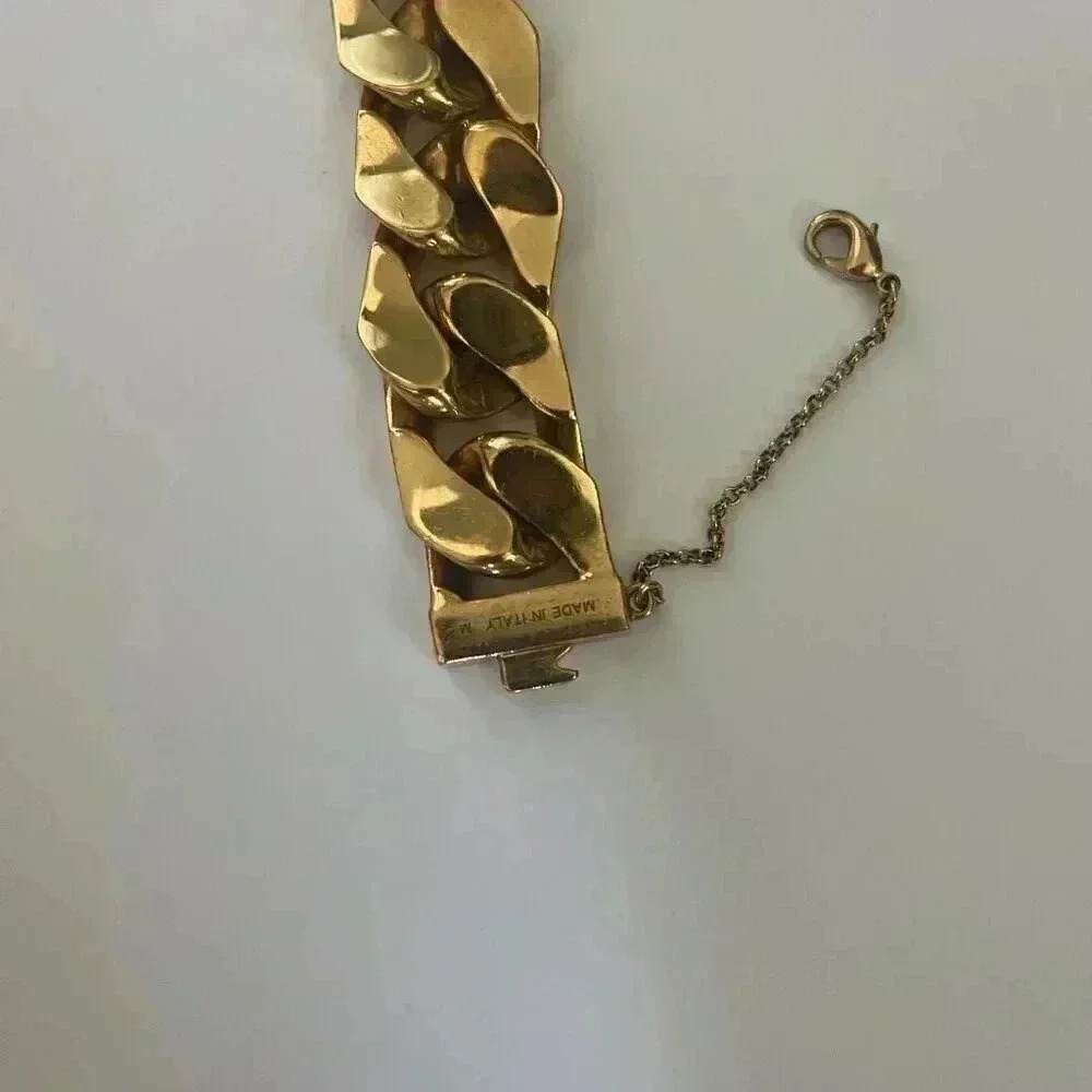Celine | Chunky Cuban Link ID Gold Bracelet - Gold / Sz M - Picture 10 of 12